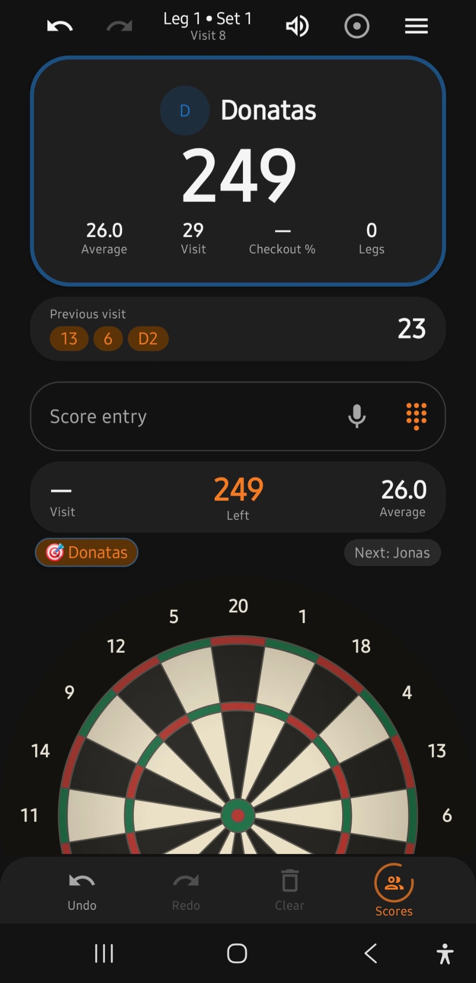Score entry with voice input