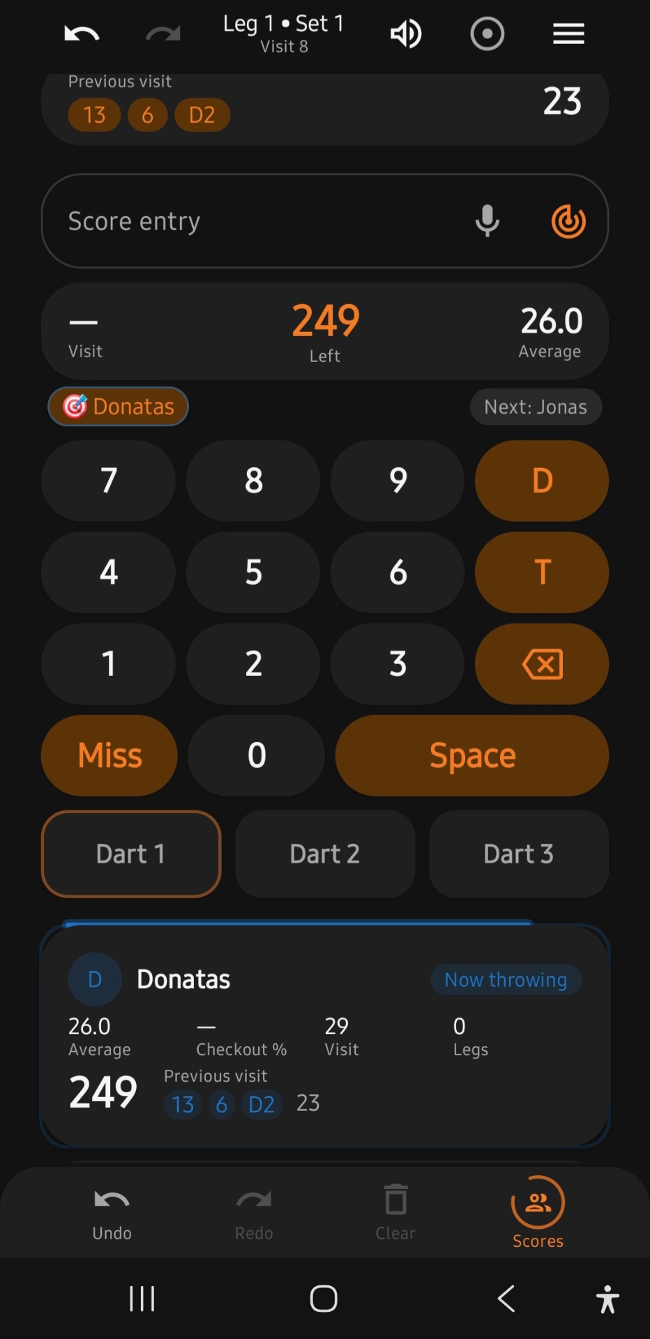 Fast keypad score entry